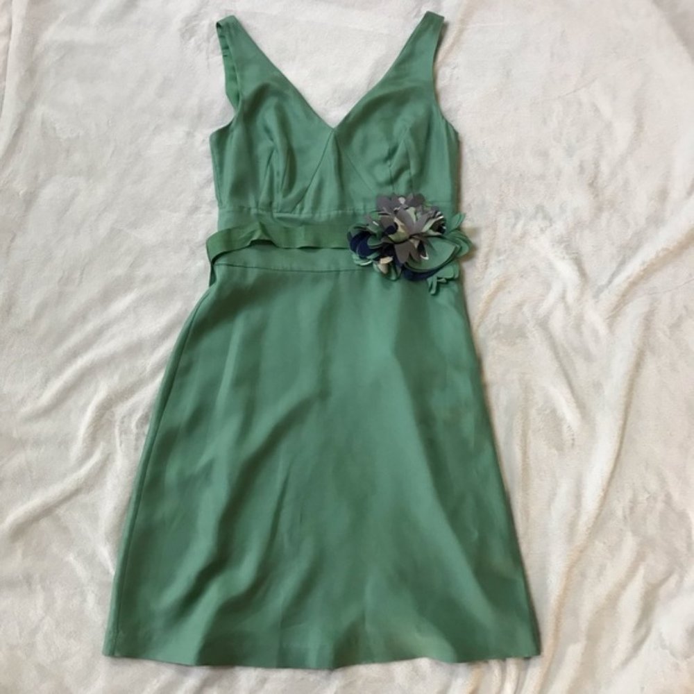 Banana Republic green silk sleeveless dress-Size 0